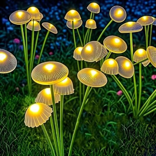 Solar LED Jellyfish Mushroom Lights for Garden -Outdoor Ground-Plug Lawn Lights